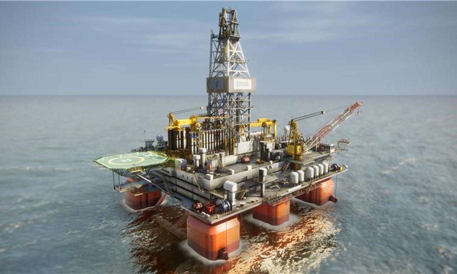 An offshore oil rig with a helipad and cranes sits on a calm sea under a clear sky, poised like an advanced training facility ready for its next mission.