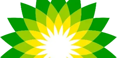 BP logo featuring a green and yellow geometric flower design with lowercase "bp" letters in green at the top right.