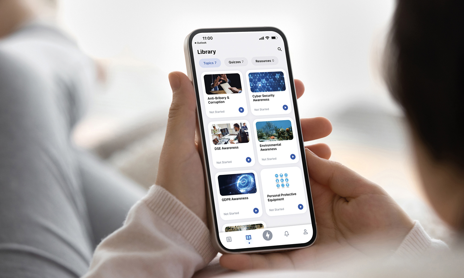 Knowledge Coach micro-learning app in use